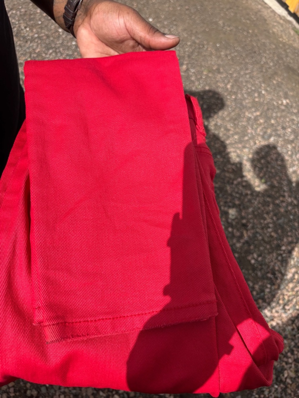 Slim Men’s streetwear leather denim jeans in Vibrant Red - Picture 8 of 8